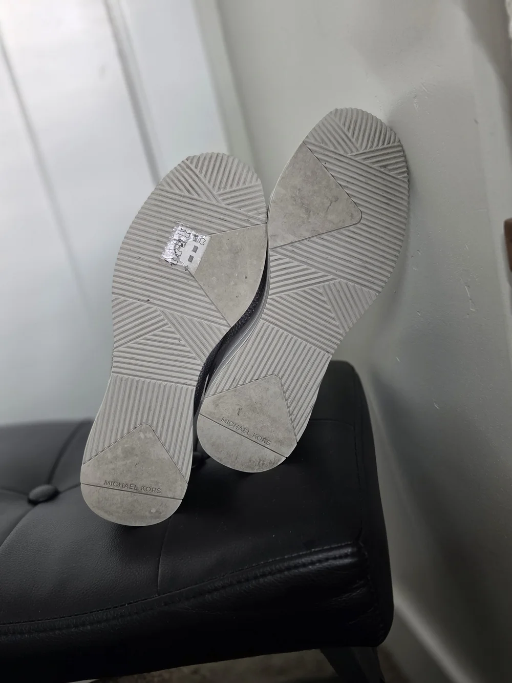 Micharl Kors Slip-On Knit Platform Sneakers in Silver
